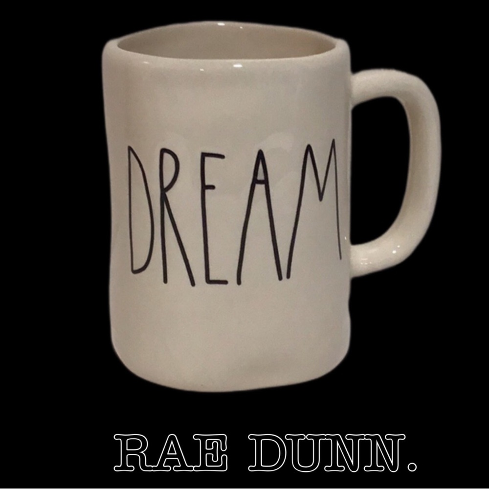 RAE DUNN by MAGENTA “DREAM” Ceramic Coffee Mug, 16 Fluid Ounces, Off-Whiten
